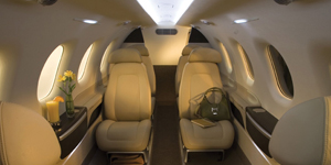 Embraer Phenom 300 cabin for Delaware charter