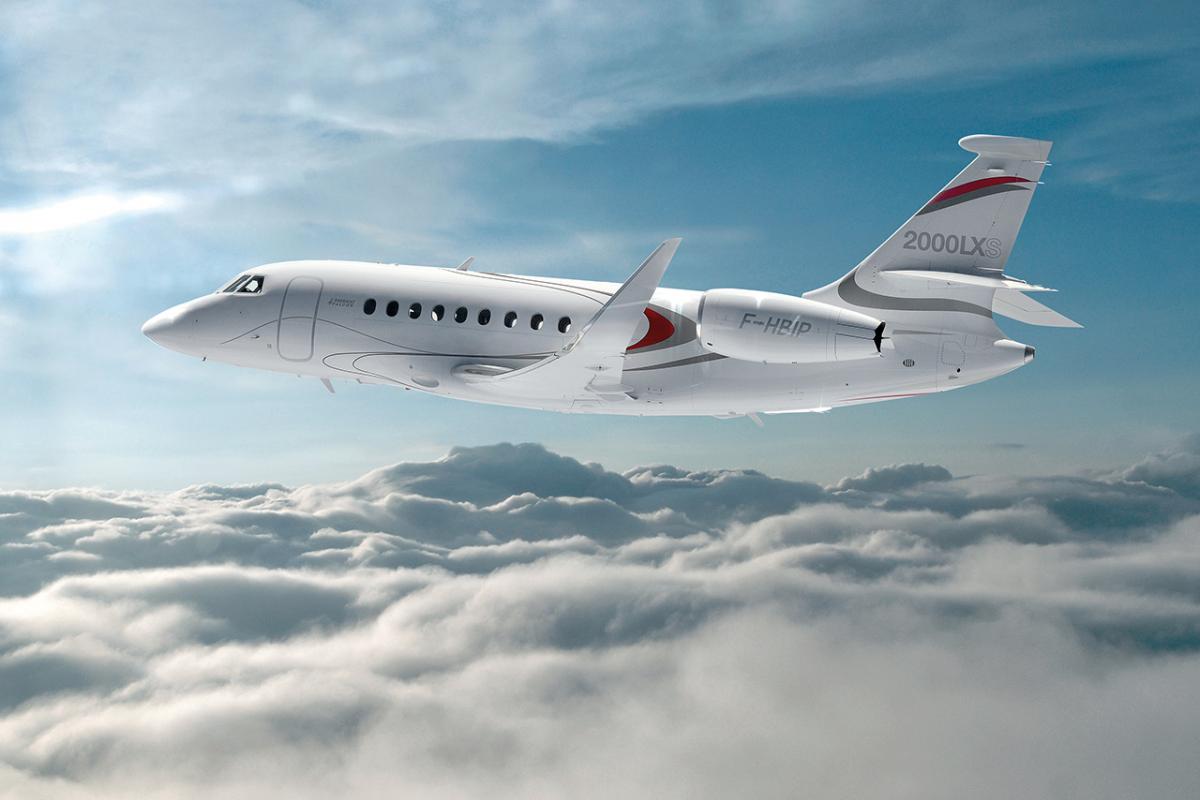 Dassault Falcon 2000LXS view for Delaware charter