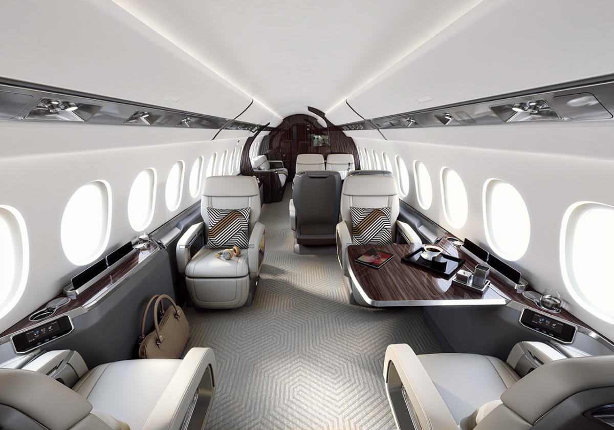 Dassault Falcon 6X cabin for Delaware charter