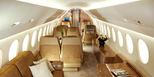 Falcon 7X cabin for Delaware charter