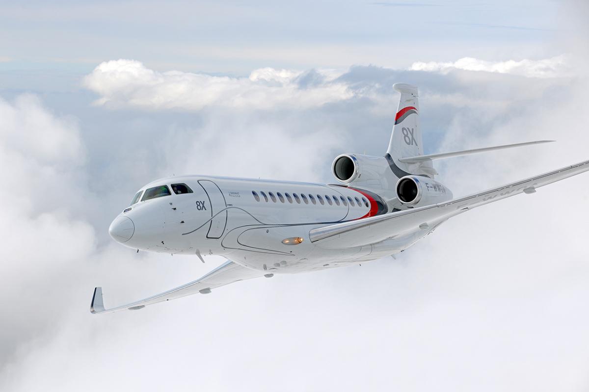 Dassault Falcon 8x view for Delaware charter
