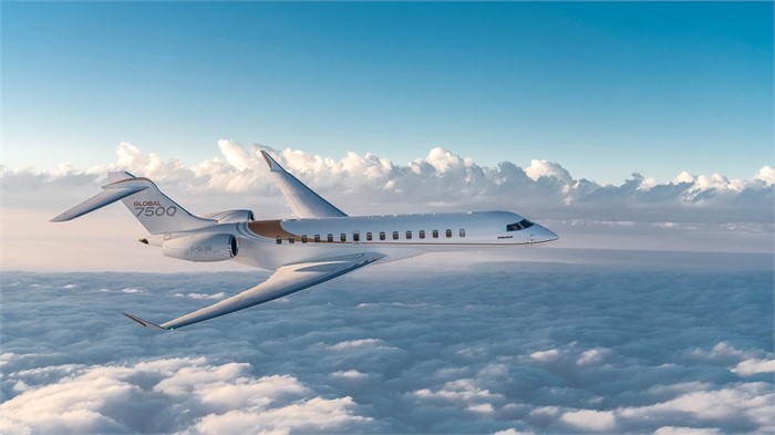 Bombardier Global 7500 view for Delaware charter