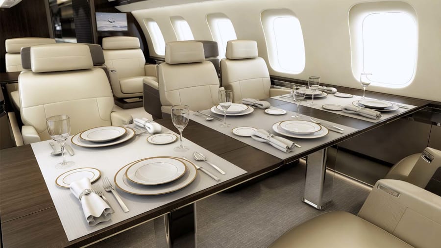 Bombardier Global 7500 cabin for Delaware charter