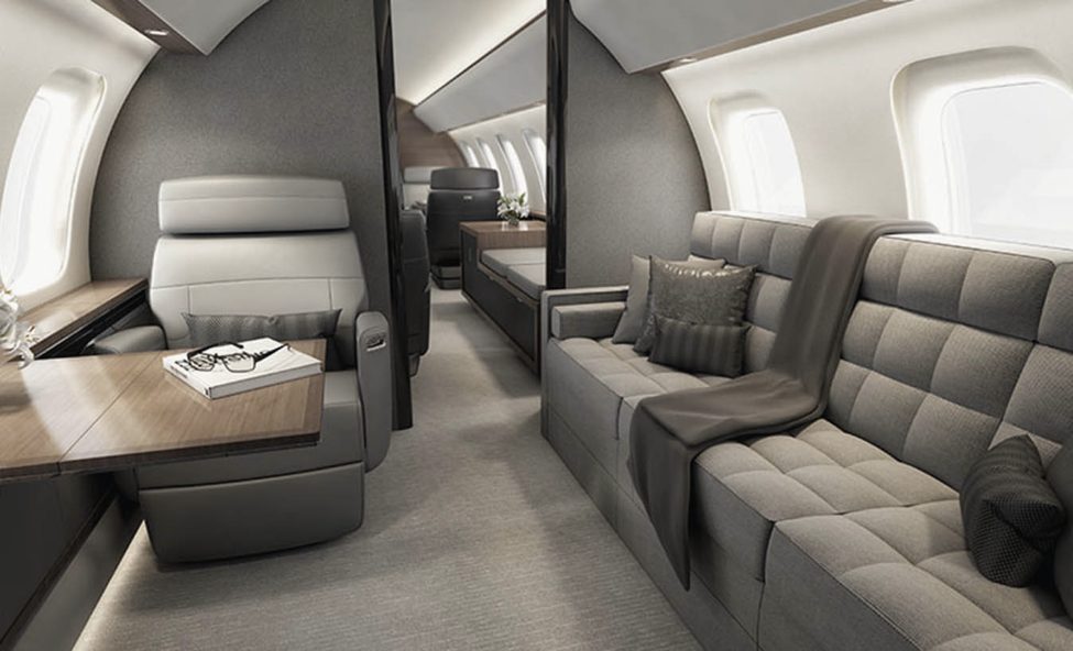 Bombardier Global 8000 cabin for Delaware charter