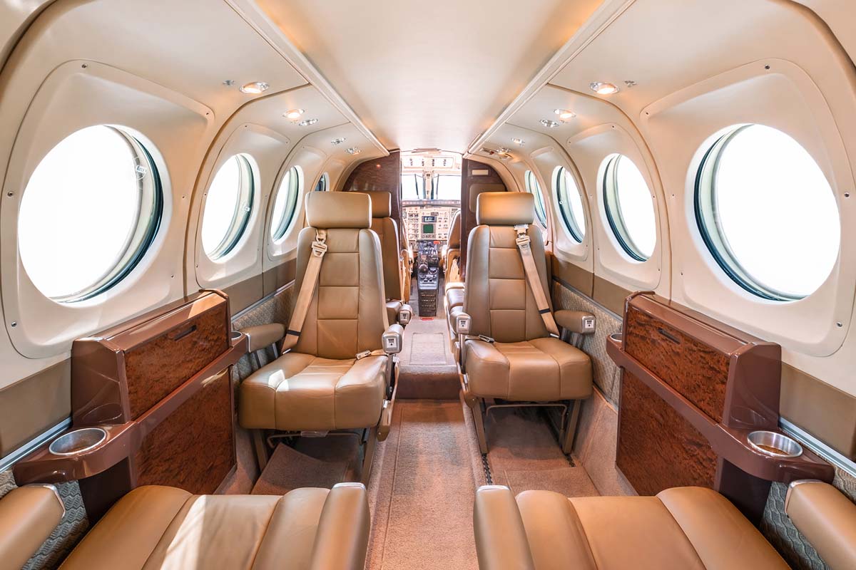 Beechcraft King Air 100 cabin for Delaware charter